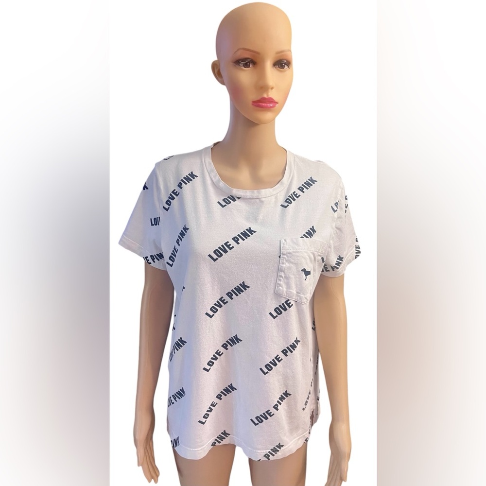 PINK Victoria's Secret White Crew Neck Short Sleeve T-Shirt